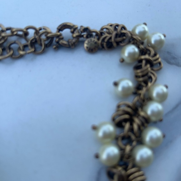 J Crew faux pearl and brass necklace - Picture 4 of 4